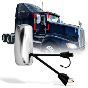مجموعة مرآة الباب السوداء لكينورث T660 T270 T370 T440 T470 T800 T600، مرآة الرؤية الخلفية لشاحنة مع غطاء أسود، جانب الركاب