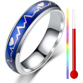 Temperature-Control Color Changing Band Ring,316L Stainless Steel Mystery Color Changeable Ring,Wedding Engagement Proposal Statement Band Ring Jewelry Gift for Women Men