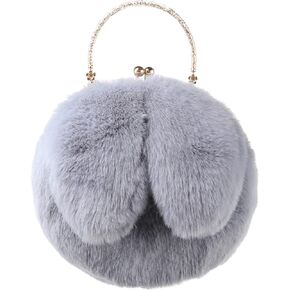 Faux Fur Purse Fuzzy Bunny Women's Crossbody Handbags Plush Shoulder Bag Fluffy Top Handle Clutch Purses for Girls