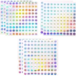 6 Sheets 1 to 300 Laser Number Label Stickers 2/5 Inch Small Round Laser Labels Stickers Nail Polish Lipstick Number Tags for DIY Craft Home School Office Decoration