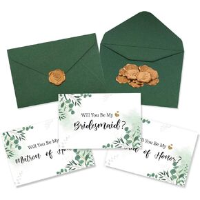 Fuutreo 11 Sets Bridesmaid Proposal Cards Set Will You Be My Bridesmaid Cards Bridal Party Proposal Envelopes Wax Stickers for Sister Family Wedding(Simple Style) in Kuwait