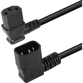 GELRHONR 1.6Ft/50cm Right Angle IEC320 C14 to Left Angle C13 PDU Power Supply Extension Cord,90 Degrees Dual Bent C14 Male to C13 Female Power Cable for Computers,LED HDTV Monitor and Scanner Etc