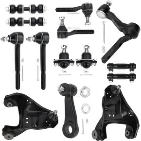 14 Pcs Front Upper Control Arm Assembly Lower Ball Joints Sway Bar Links Inner Outer Tie Rods, for Chevy Blazer/ S10, for GMC Jimmy/ S15/ S15 Jimmy/Sonoma, for Isuzu Hombre, for Oldsmobile Bravada