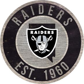 Fan Creations Oakland Raiders Wood Sign 12 Inch Round State Design
