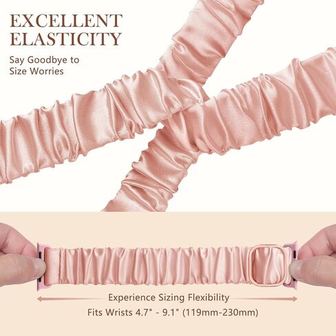 Satin Stretch Band Compatible with Apple Watch Bands for Women 38mm 40mm 41mm 42mm 44mm 45mm 49mm, Soft Smooth Cloth Elastic Solo Loop Bracelet Straps for iWatch SE Series 9 8 7 6 5 4 3 2 1 in Saudi Arabia