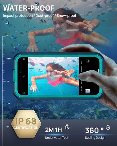 Lanhiem Magnetic for iPhone 15 Pro Max Case, IP68 Waterproof Dustproof Case, [Compatible with Magsafe] [Built-in Screen Protector] Full Body Heavy Duty Rugged Phone Cover 6.7 inch, Black/Clear in Saudi Arabia