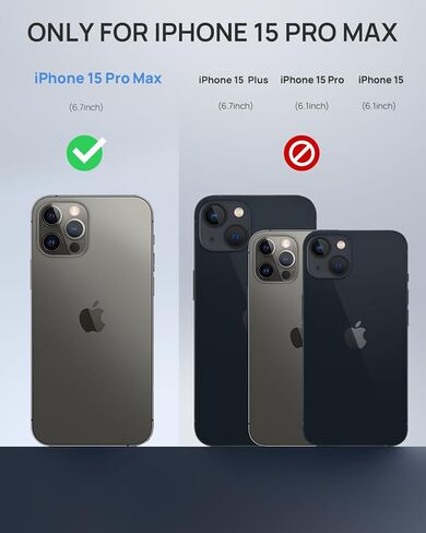 Lanhiem Magnetic for iPhone 15 Pro Max Case, IP68 Waterproof Dustproof Case, [Compatible with Magsafe] [Built-in Screen Protector] Full Body Heavy Duty Rugged Phone Cover 6.7 inch, Black/Clear in Saudi Arabia