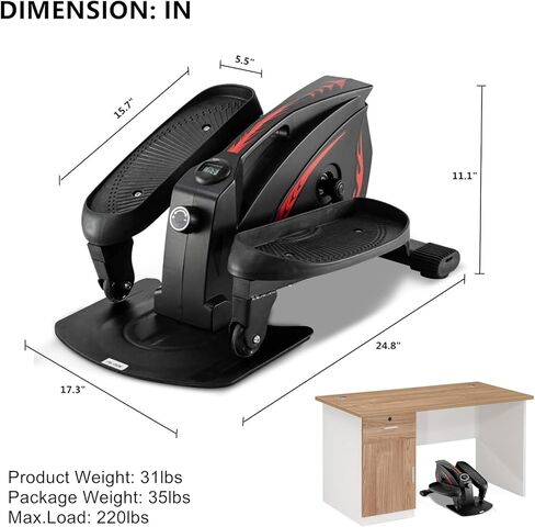 آلة بيضاوية صغيرة، بيضاوية الشكل تحت المكتب، تمرين الدواسة، دراجة مكتبية مع دواسة مضادة للانزلاق، شاشة عرض وجهاز تحكم عن بعد، تمرين دواسة الدراجة تحت المكتب لصالة الألعاب الرياضية والمكتب والمنزل in Kuwait