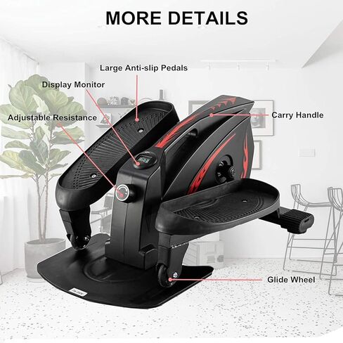 آلة بيضاوية صغيرة، بيضاوية الشكل تحت المكتب، تمرين الدواسة، دراجة مكتبية مع دواسة مضادة للانزلاق، شاشة عرض وجهاز تحكم عن بعد، تمرين دواسة الدراجة تحت المكتب لصالة الألعاب الرياضية والمكتب والمنزل in Kuwait