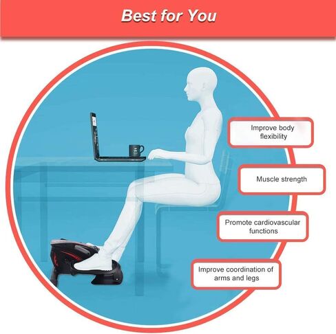 آلة بيضاوية صغيرة، بيضاوية الشكل تحت المكتب، تمرين الدواسة، دراجة مكتبية مع دواسة مضادة للانزلاق، شاشة عرض وجهاز تحكم عن بعد، تمرين دواسة الدراجة تحت المكتب لصالة الألعاب الرياضية والمكتب والمنزل in Kuwait