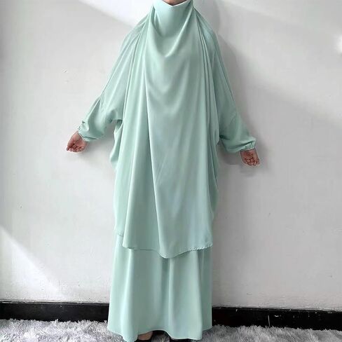 ODIZLI Two Pieces Jilbab and Dress for Muslim Women Long Khimar and Skirt Available for Prayer in Saudi Arabia