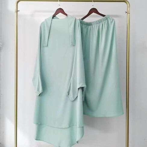 ODIZLI Two Pieces Jilbab and Dress for Muslim Women Long Khimar and Skirt Available for Prayer in Saudi Arabia
