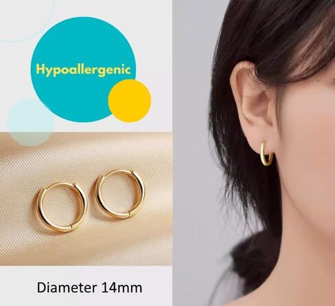 3 Pairs Hoop Earrings Set with Gold and Silver Plated | 18K Gold Plated 26mm Waterdrop Hollow Open Hoops | 14K Gold Plated 30mm Tube Hoops |14mm Huggie Hoops Fashion Jewelry Earrings in Saudi Arabia