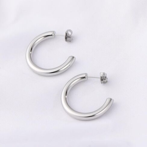 3 Pairs Hoop Earrings Set with Gold and Silver Plated | 18K Gold Plated 26mm Waterdrop Hollow Open Hoops | 14K Gold Plated 30mm Tube Hoops |14mm Huggie Hoops Fashion Jewelry Earrings in Saudi Arabia