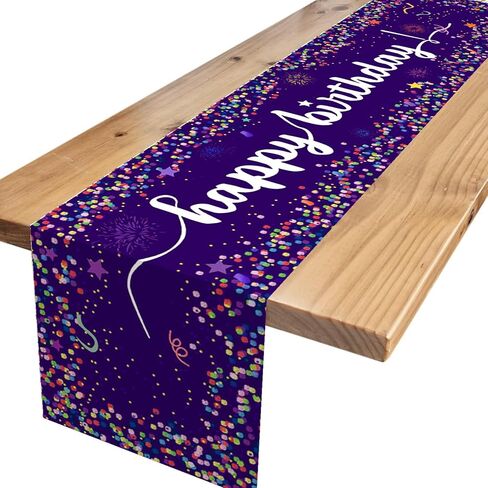 Happy Birthday Table Runners,Purple Confetti Dot Birthday Table Runner Purple Birthday Table Linens for Dining Party Decorations Birthday Party Table Decor 13x72 Inch in Saudi Arabia