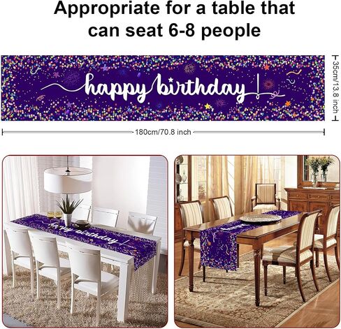 Happy Birthday Table Runners,Purple Confetti Dot Birthday Table Runner Purple Birthday Table Linens for Dining Party Decorations Birthday Party Table Decor 13x72 Inch in Saudi Arabia