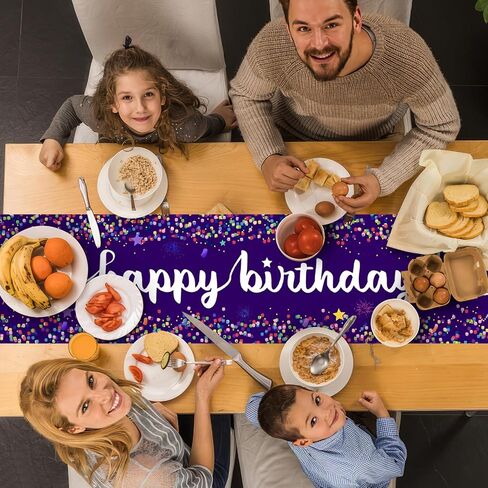 Happy Birthday Table Runners,Purple Confetti Dot Birthday Table Runner Purple Birthday Table Linens for Dining Party Decorations Birthday Party Table Decor 13x72 Inch in Saudi Arabia