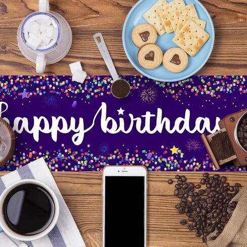 Happy Birthday Table Runners,Purple Confetti Dot Birthday Table Runner Purple Birthday Table Linens for Dining Party Decorations Birthday Party Table Decor 13x72 Inch in Saudi Arabia
