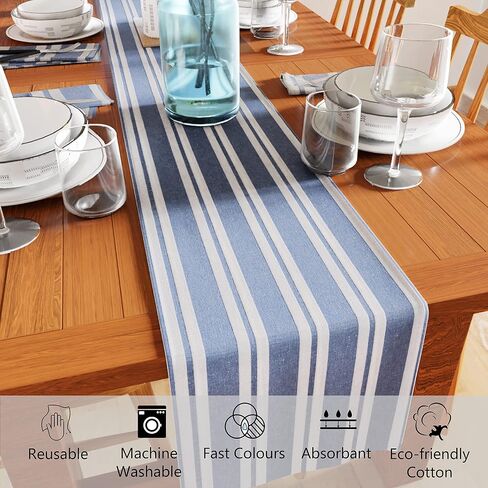 Encasa Cotton Table Runner | Size 13x36 in | Buffalo Beige Checks - Machine Washable in Saudi Arabia