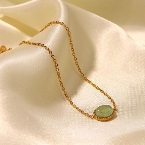 YMOLBE 14K Gold Plated Jade Green Natural Stone,Adjustable Chain Gold Bracelets for Women in Kuwait