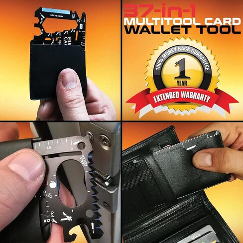37-in-1 Black Credit Card Multi Tool Gift (1-tool-in-1-set). Wallet Credit Card Size Multitool Men's Gifts for Birthday. Wallet Card Tool Gifts for Dad. Cool Tool Gifts For Men Who Want Nothing in Saudi Arabia