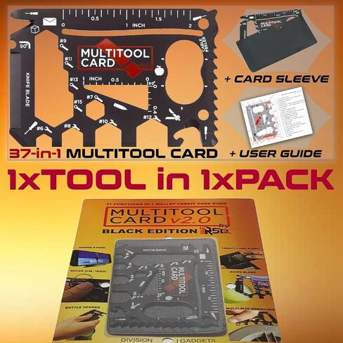 37-in-1 Black Credit Card Multi Tool Gift (1-tool-in-1-set). Wallet Credit Card Size Multitool Men's Gifts for Birthday. Wallet Card Tool Gifts for Dad. Cool Tool Gifts For Men Who Want Nothing in Saudi Arabia