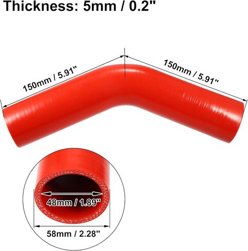 X AUTOHAUX 48mm 1.89" ID 45 Degree Elbow Silicone Reducer Hose Pipe Bend Turbo Water Intercooler Red in Saudi Arabia