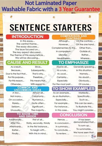 مخطط مرساة Kristie's Classroom SENTENCE STARTERS، مطبوع على القماش، (23 × 35 بوصة) in Kuwait