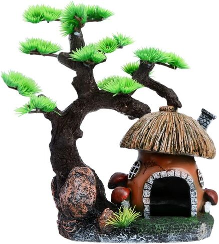 Saim Mushroom Aquarium Decorations Ornament Artificial Resin Fish Hiding Landscape Accessories Pet Fish Escape Holes (Brown) in Saudi Arabia