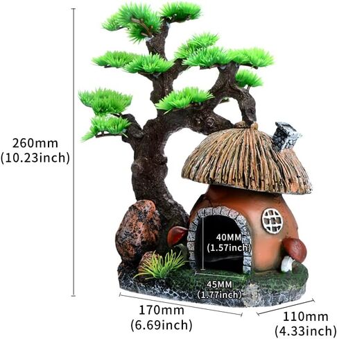 Saim Mushroom Aquarium Decorations Ornament Artificial Resin Fish Hiding Landscape Accessories Pet Fish Escape Holes (Brown) in Saudi Arabia