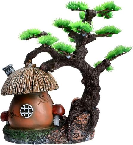 Saim Mushroom Aquarium Decorations Ornament Artificial Resin Fish Hiding Landscape Accessories Pet Fish Escape Holes (Brown) in Saudi Arabia