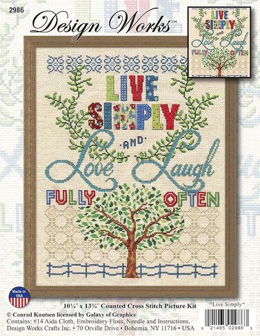 Design Works Crafts Live Simply Counted Cross Stitch Kit, Multicoloured in Saudi Arabia
