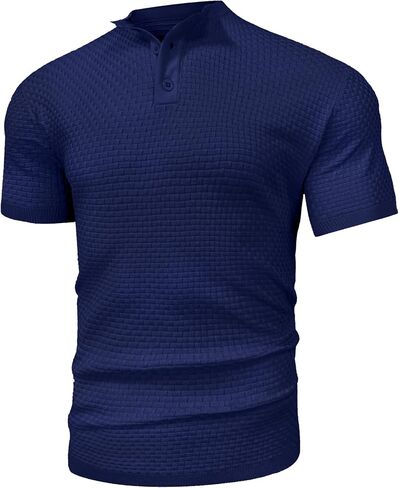 Zaitun Men's Knit Henley Shirts Business Casual Dress Shirts Short Sleeve Sweaters in Saudi Arabia