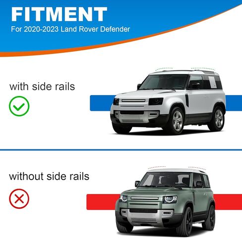 قضبان متقاطعة لحامل السقف من FengYu بوزن 220 رطلًا متوافقة مع Land Rover Defender 90 110 130 2020 2021 2022 2023 2024 (مع سياج جانبي)، أمتعة حامل السيارة من الألومنيوم شديدة التحمل وقابلة للقفل على السطح in Kuwait