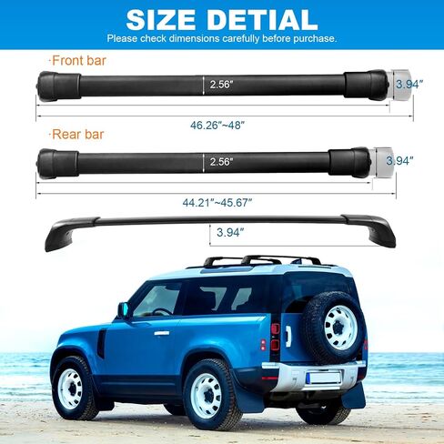 قضبان متقاطعة لحامل السقف من FengYu بوزن 220 رطلًا متوافقة مع Land Rover Defender 90 110 130 2020 2021 2022 2023 2024 (مع سياج جانبي)، أمتعة حامل السيارة من الألومنيوم شديدة التحمل وقابلة للقفل على السطح in Kuwait