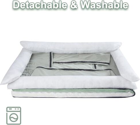 سرير كلب لتقويم العظام من Jiupety للكلاب المتوسطة الحجم، سرير كلب إسفنجي مقاوم للماء مع غطاء قابل للغسل وقابل للإزالة، أريكة للكلاب على شكل قفص بيض، أريكة للكلاب غير قابلة للتدمير، أخضر، L (34 بوصة × 26 بوصة × 5 بوصة) in Kuwait