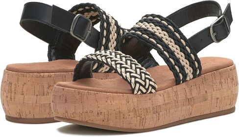 Lucky Brand Women's Jadiel Braided Platform Sandal Wedge, Black Multi, 8.5 in Saudi Arabia