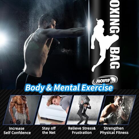 حقيبة ملاكمة JUOIFIP مقاس 69 بوصة للبالغين، أكياس ملاكمة قابلة للنفخ، حقيبة ثقيلة مع حامل حقيبة كيك بوكسينغ قائمة بذاتها لتدريب اللياقة البدنية MMA Muay Thai للاستخدام في الأماكن المغلقة والخارجية in Kuwait
