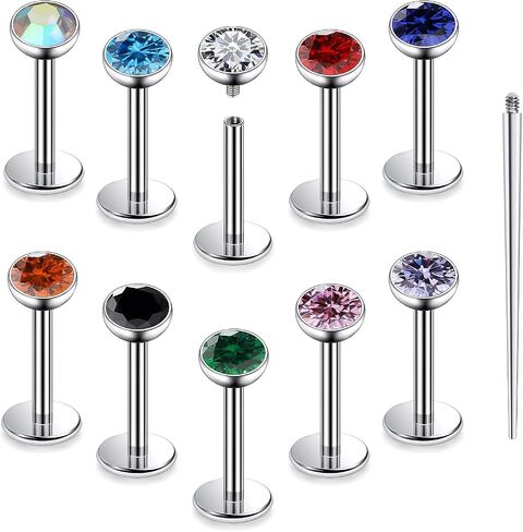 20G 18G 16G Astm F136 Titanium Internal Thread Flat Back Earrings Nose Studs Tragus Helix Conch Cartilage Lobe Earrings Medusa Labret Snake Bite Monroe Lip Ring Piercing Jewelry For Women Men in Saudi Arabia
