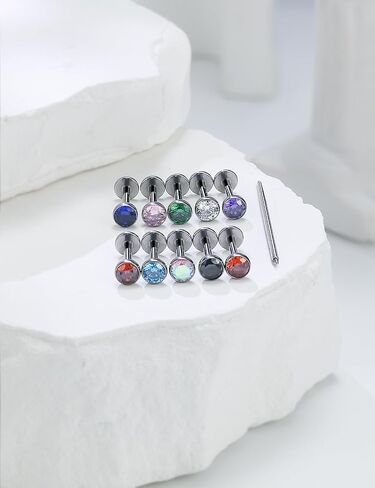 20G 18G 16G Astm F136 Titanium Internal Thread Flat Back Earrings Nose Studs Tragus Helix Conch Cartilage Lobe Earrings Medusa Labret Snake Bite Monroe Lip Ring Piercing Jewelry For Women Men in Saudi Arabia