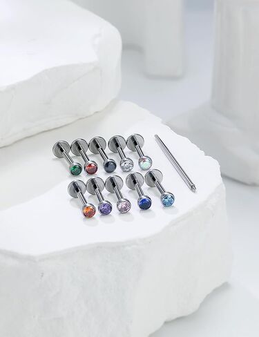 20G 18G 16G Astm F136 Titanium Internal Thread Flat Back Earrings Nose Studs Tragus Helix Conch Cartilage Lobe Earrings Medusa Labret Snake Bite Monroe Lip Ring Piercing Jewelry For Women Men in Saudi Arabia