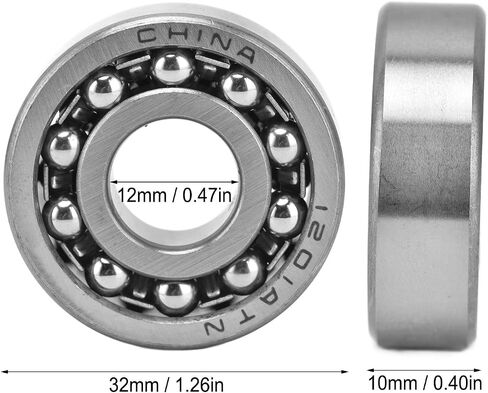 10Pcs Double Row Radial Balls Bearing, Self Aligning Ball Bearings, Miniature Ball Bearing Standard Cage 1200 1201 1202 1203 for Gearboxes Roller Skates(1201) in Saudi Arabia