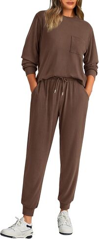 BTFBM Women's Two Piece Tracksuit Fall Long Sleeve Ribbed Knit Sweatshirt Long Pants With Drawstring Sweatsuit Sets in Saudi Arabia