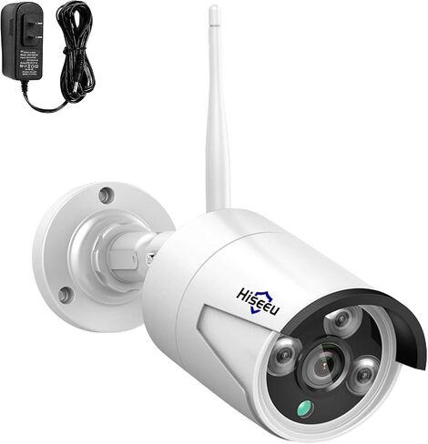 Hiseeu Camera Add on 5MP Outdoor Wireless Security Camera, Waterproof Outdoor Indoor 3.6mm Lens IR Cut Day & Night Vision with Power Adapter, Compatible 10CH Wireless Security Camera System in Saudi Arabia