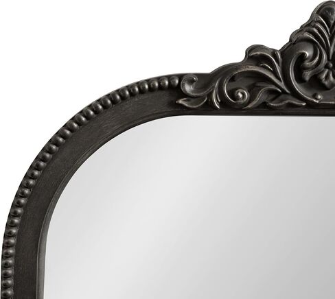 Kate and Laurel Hubanks Vintage Decorative Wide Arched Mirror, 40 x 30, Black, Large Antique Statement Arch Mirror for Dresser or Mantel Home Decor Options in Saudi Arabia
