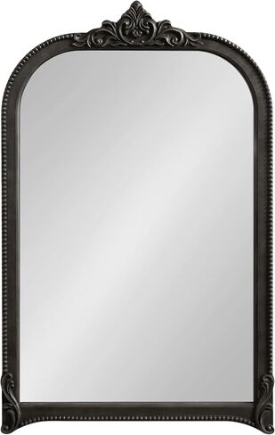Kate and Laurel Hubanks Vintage Decorative Wide Arched Mirror, 40 x 30, Black, Large Antique Statement Arch Mirror for Dresser or Mantel Home Decor Options in Saudi Arabia