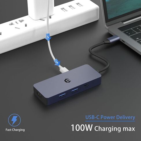 7 Ports USB C Hub, USB C Adapter, Dual Monitor Multiport Adapter with USB C to HDMI 4K, Dongle for Tablet and Laptop, USB 3.0 USB-A/C Port, 100W PD, SD/TF Card Reader in Saudi Arabia