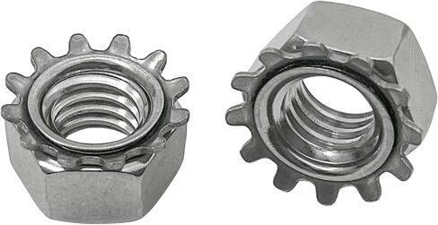 10#-32 صواميل كيبس مع غسالة أسنان خارجية، صواميل قفل كيبس من الفولاذ المقاوم للصدأ 304 فضية لملحقات تثبيت الأجهزة في الآلات والأثاث (50 قطعة) in Kuwait