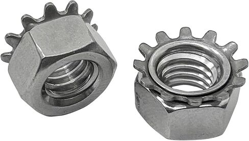 10#-32 صواميل كيبس مع غسالة أسنان خارجية، صواميل قفل كيبس من الفولاذ المقاوم للصدأ 304 فضية لملحقات تثبيت الأجهزة في الآلات والأثاث (50 قطعة) in Kuwait
