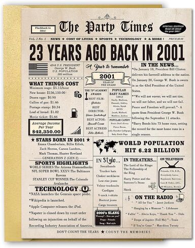 Ziwenhu Large 23rd Birthday Card for Men Women, Funny 23 Year Old Birthday Decoration for Daughter Son,Happy Bday Card Gifts Idea for 23rd Boyfriend,Back in 2001 in Saudi Arabia